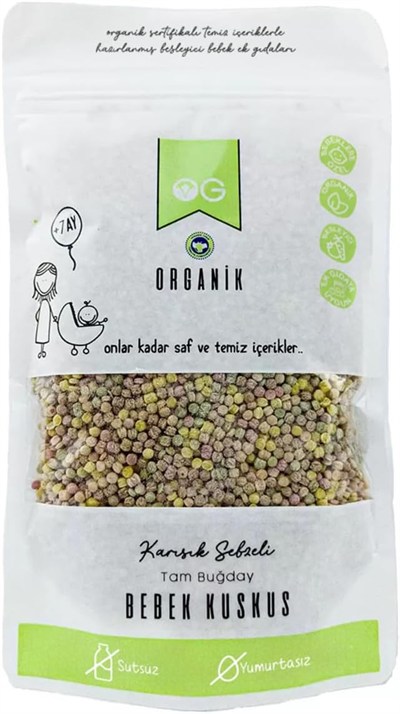 OG Organik Karışık Sebzeli Tam Buğday Bebek Kuskus 250 gr +8 Ay
