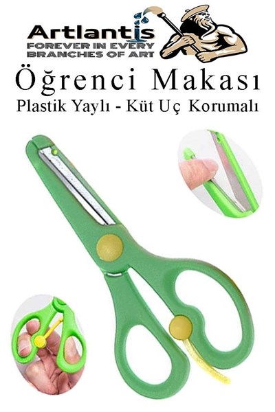 Öğrenci Makası Plastik Yaylı ve Küt Uç Korumalı 1 Adet Okul Makası Çocuk Makası Çocuklar İçin Güvenli Okul Öncesi Anasınıfı Etkinlik Renkli