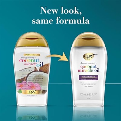 OGX Ekstra Mukavemet Hasar Çözümi+ Hindistan Cevizi Miracle Yağı Penetran Saç Yağı Tedavisi, Ekstra Nemlendirici, Kaba, Kuru Saçlar için Ekstra Nemlendirici Yağ, Paraben İçermez, Sülfatlı Yüzey Faktan