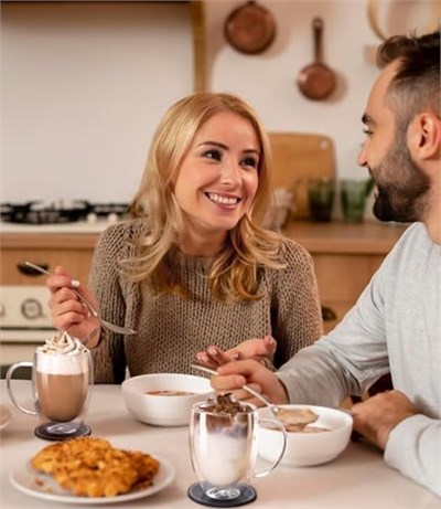 OJA Çift Duvar Cam Kahve Kupaları 4lü Set, Elle Üflemeli 354 ml Şeffaf Cam Kahve Fincanı, Yalıtımlı Çay Kupası, Espresso, Cappuccino, Latte, Amerikan, Çay Poşeti, İçecek, Babalar Günü Hediyesi için