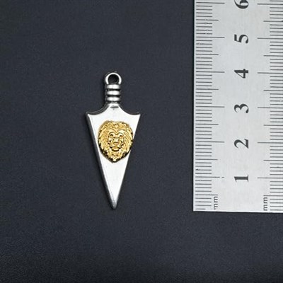 Ok Ucu Aslan Figürlü Örme Zincir Kolye - Gümüş Kaplama - Erkek Kadın Kolye - No:1592