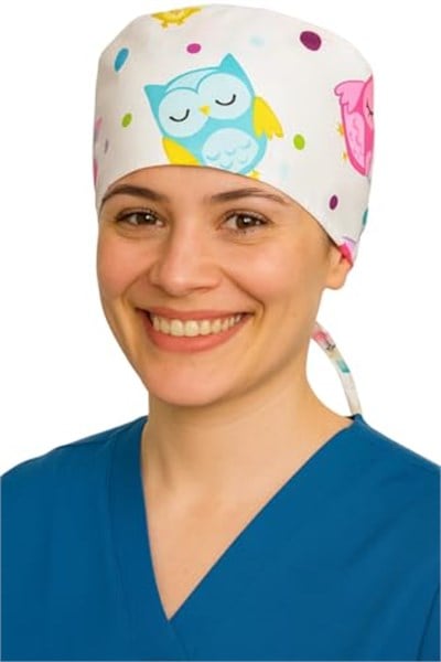 Okanmed Baykuş Desenli Doktor Hemşire Aşçı Cerrahi Bone Hastane Bone Bandana M419