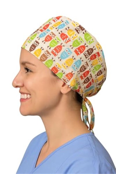 Okanmed Baykuş Desenli Doktor Hemşire Aşçı Cerrahi Bone Hastane Bone Bandana M005
