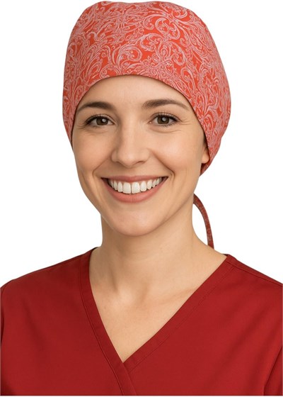 Okanmed Bordo Desenli Doktor Hemşire Aşçı Cerrahi Bone Hastane Bone Bandana M392