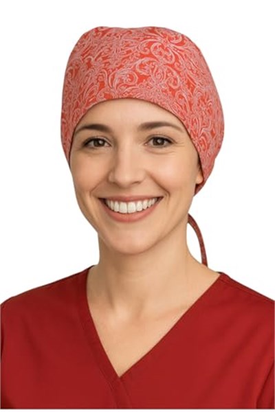 Okanmed Bordo Desenli Doktor Hemşire Aşçı Cerrahi Bone Hastane Bone Bandana M392