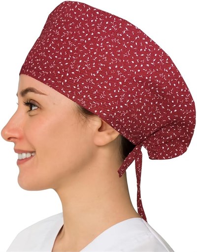 Okanmed Bordo Desenli Doktor Hemşire Aşçı Cerrahi Bone Hastane Bone Bandana M387