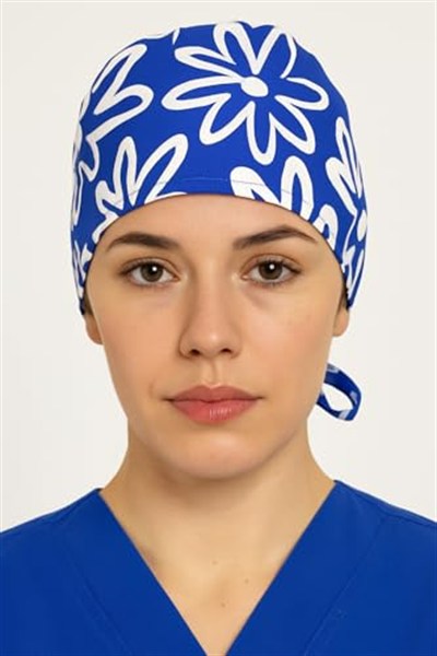 Okanmed Desenli Mavi Doktor Hemşire Aşçı Cerrahi Bone Hastane Bone Bandana M452