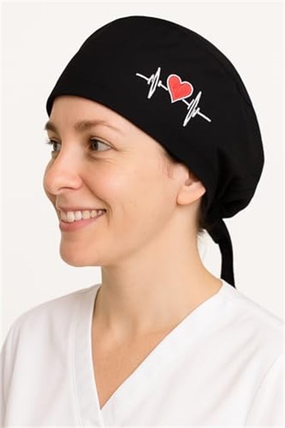 Okanmed Kalp Atışlı Lacivert Doktor Hemşire Aşçı Cerrahi Bone Hastane Bone Bandana M235