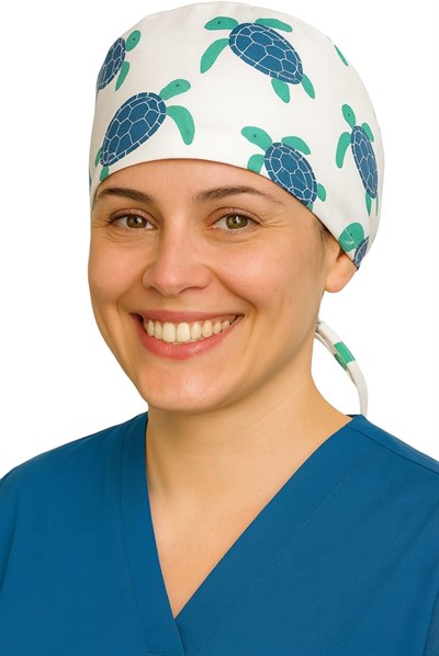 Okanmed Kaplumbağa Desenli Doktor Hemşire Aşçı Cerrahi Bone Hastane Bone Bandana M414