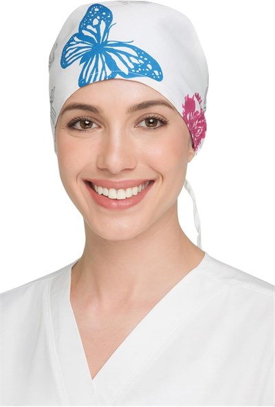 Okanmed Kelebek Desenli Doktor Hemşire Aşçı Cerrahi Bone Hastane Bone Bandana M405