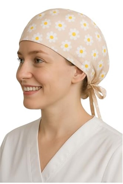 Okanmed Papatyalı Krem Doktor Hemşire Aşçı Cerrahi Bone Hastane Bone Bandana M449