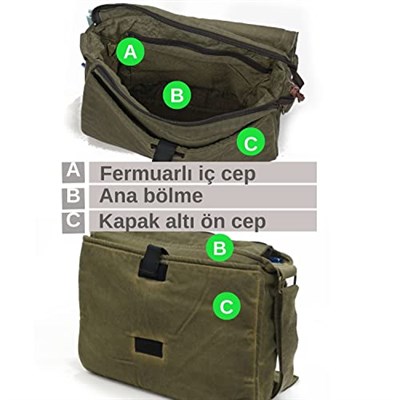 Old Cotton Cargo 7136 Vintage Günlük Omuz Postacı Kanvas Okul 14 inch Laptop Çantası