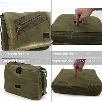 Old Cotton Cargo 7136 Vintage Günlük Omuz Postacı Kanvas Okul 14 inch Laptop Çantası