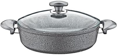 OMS Granit Pilav Tencere Cam Kapaklı 30x8,5 cm 3310