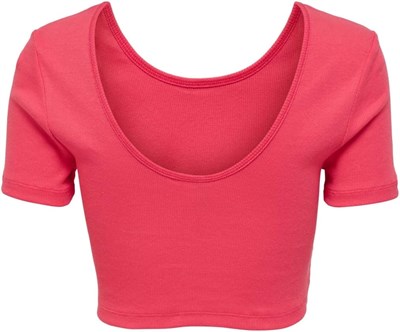 ONLY Kadın Kısa Kol Crop T-Shirt, Bisiklet Yaka, Pembe, L