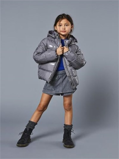 Only Kogmercedes Life Aop Puffer Çocuk Günlük Mont 15327417-DECEMBER-SKY Gri