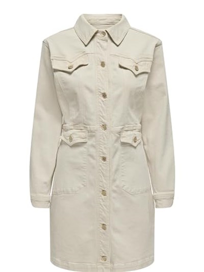 ONLY ONLAUGUSTA LS ECRU SHORT DRESS MAE Kısa Elbise Kadın