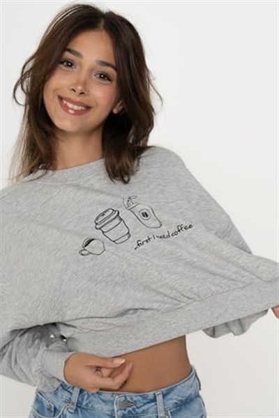 ONLY ONLCATE L/S COFFEEE O-NECK BOX SWT Sweatshirt Kadın