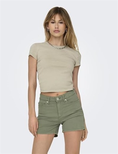 ONLY ONLELINA S/S O-NECK SHORT TOP JRS NOOS Tişört Kadın