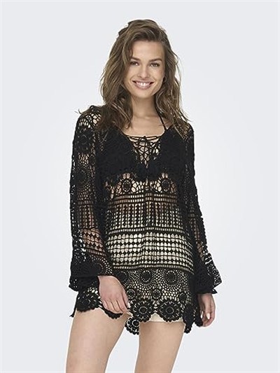 ONLY ONLFLORENCE CROCHET KAFTAN DRESS Elbise Kadın