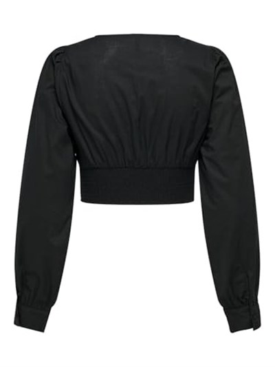 ONLY ONLLOU LIFE EMB L/S V-NECK SHORT TOP PTM Tişört Kadın