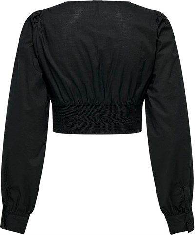 ONLY ONLLOU LIFE EMB L/S V-NECK SHORT TOP PTM Tişört Kadın