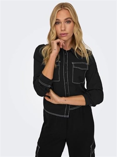 ONLY ONLMETTE SHORT CONTRAST LS SHIRT WVN Gömlek Kadın