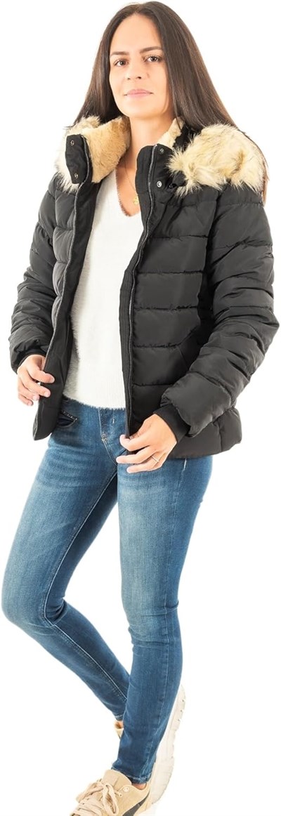 Only Onlnewcamilla Fur Hood Jacket Cc Otw Kadın Günlük Mont 15304767-BLACK Siyah