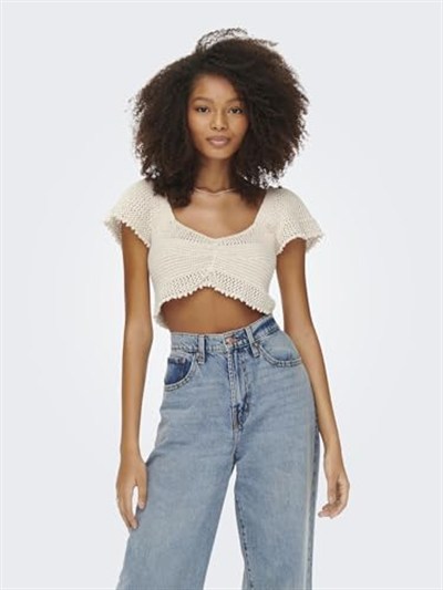 ONLY ONLSUMMER LIFE CROPPED S/S TOP EX KNT Triko Kadın