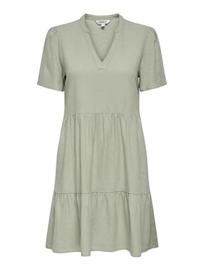 ONLY Onltiri-caro S/S V yaka Lin Dress Cc PntElbiseKadın