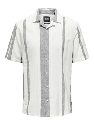 Only & Sons Çizgili Keten Gömlek, 5003038132