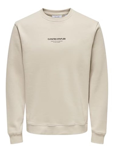 Only & Sons Düz Yaka Ekru Sweatshirt, 22030923