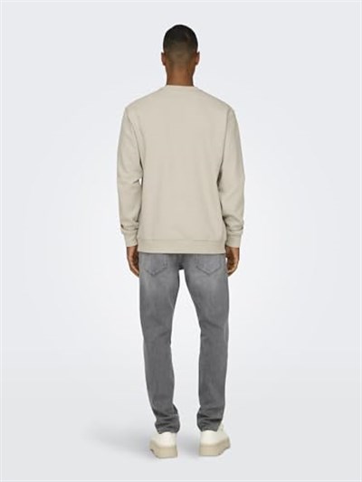 Only & Sons Düz Yaka Ekru Sweatshirt, 22030923