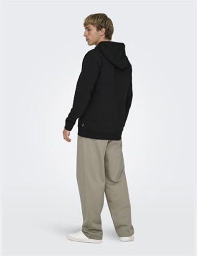 Only & Sons Kapüşon Yaka Siyah Sweatshırt ONSCERES ZIP THR. HOODIE SWEAT NOOS, 165-22018684