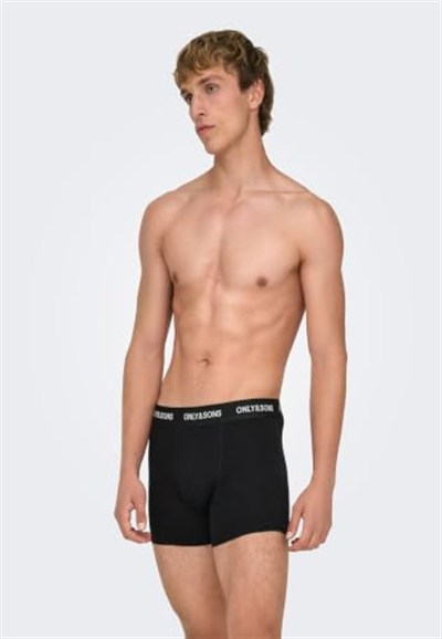 Only & Sons ONSFITZ SOLID BLACK BOXER 5-PACK Boxer Külot Erkek