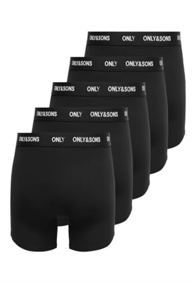Only & Sons ONSFITZ SOLID BLACK BOXER 5-PACK Boxer Külot Erkek
