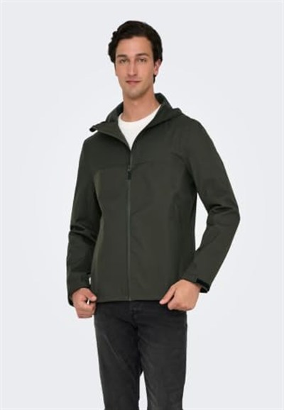 Only & Sons Su Geçirmez Ceket, L, 22031606, Peat, Erkek