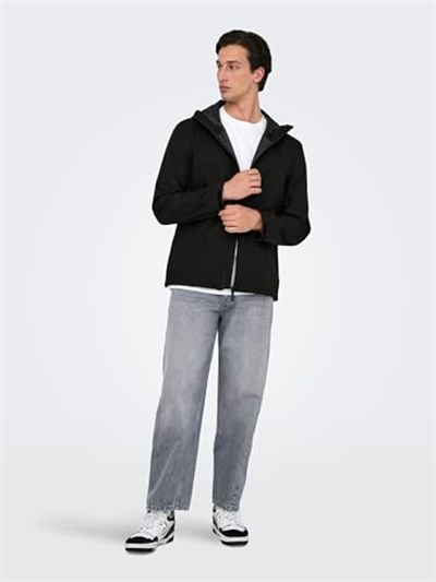 Only & Sons Su Geçirmez Siyah Mont, M, EONLYSCKT000001, SİYAH, Erkek