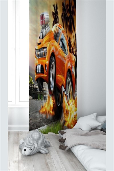 ontheclouds Araba Desenli Dijital Baskı Bebek Çocuk Fon Perde, 140 x 200, TYC00484851049, turuncu - Seçenekler: 70 x 200, 70 x 240, 70 x 270, 140 x 200, 140 x 240...
