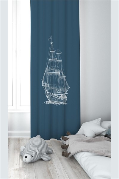 ontheclouds Gri Bulut Renkli Balon Desenli Bebek Çocuk Fon Perde, 140 x 270, FONPRD15, petrol mavisi