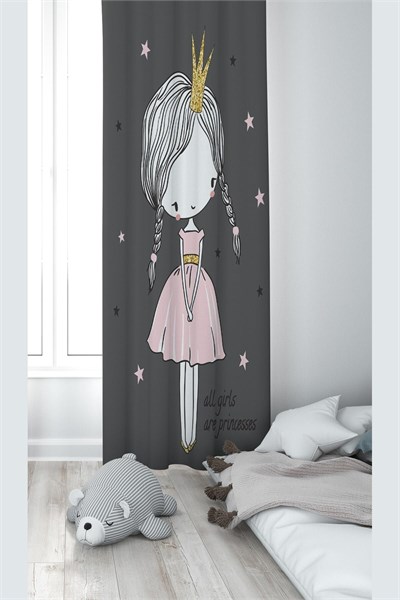 ontheclouds Gri Prenses Desenli Dijital Baskı Fon Perdesi, 70 x 270, TYC00484855248, gri-pembe - Seçenekler: 70 x 200, 70 x 240, 70 x 270