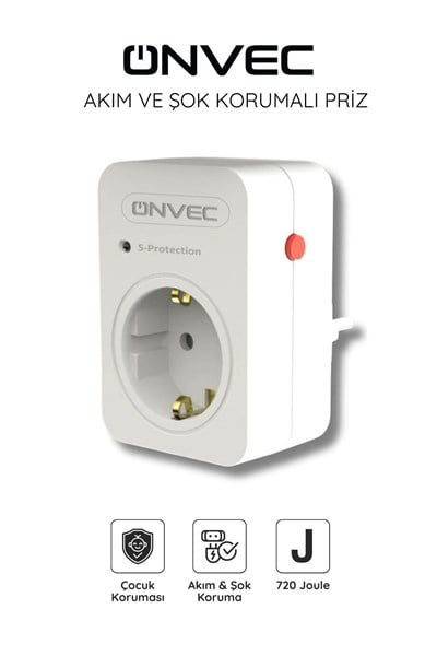 Onvec Basic Akım Ve Şok Korumalı Priz 720 Joule