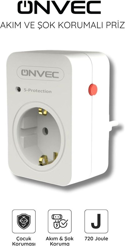 Onvec Basic Akım Ve Şok Korumalı Priz 720 Joule