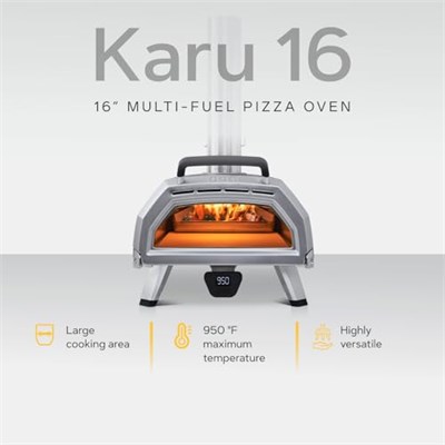 ooni Karu 16 Açık Hava Pizza Fırını, Çeşitli Yakıt Türleri ile Çalışabilir, Taşınabilir Açık Hava Pizza Fırını ile Arka Bahçede veya Ötesinde Pişir