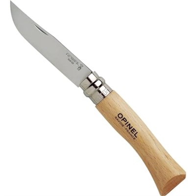Opinel Inox Kayın Saplı Paslanmaz Çelik Çakı, Unisex, Kahverengi, Nr.7 - Bedenler: 7 cm, 8 cm, 9 cm, 10 cm, 12 cm