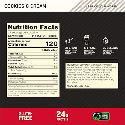 Optimum Nutrition Whey Gold Standard Kurabiye Ve Krema Aromalı 896 Gr - 28 Servis