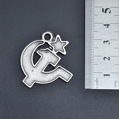 Orak Çekiç Deri ip Kolye - Gümüş Kaplama - Kadın Erkek Kolye - No:923