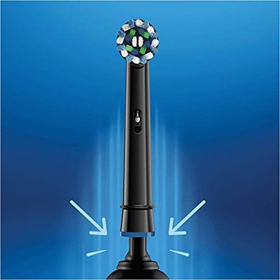 Oral-B CrossAction Siyah Diş Fırçası Kafaları 4 Yedek Yedek Paket Elektrikli Şarj Edilebilir Diş Fırçası, Siyah Edition