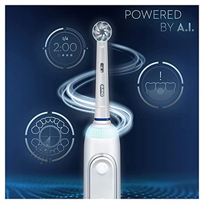 Oral-B Genius X elektrikli diş fırçası/elektrikli diş fırçası, diş bakımı için 6 temizleme modu, yapay zeka ve Bluetooth uygulaması, Braun tarafından tasarlanmıştır, şarjlı seyahat çantası, beyaz