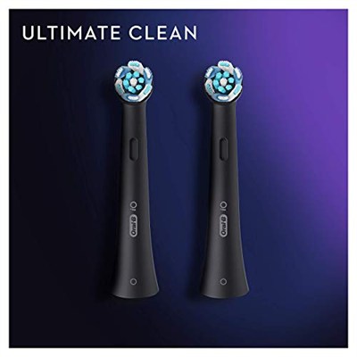 Oral-B iO Ultimate Clean Elektrikli Diş Fırçası Başlığı, Daha Derin Plak Çıkarma için Bükülmüş ve Açılı Kıllar, 2li Diş Fırçası Başlığı, Siyah